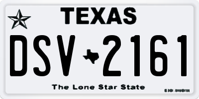 TX license plate DSV2161