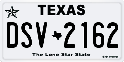 TX license plate DSV2162