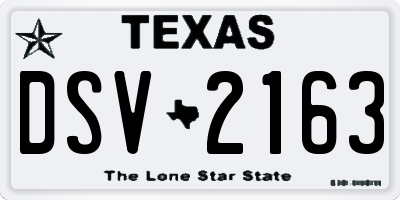 TX license plate DSV2163