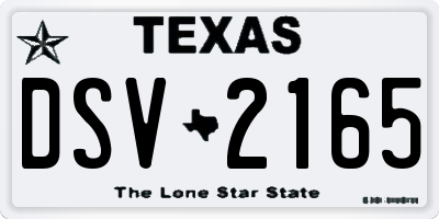 TX license plate DSV2165