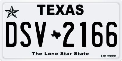 TX license plate DSV2166
