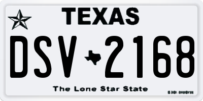 TX license plate DSV2168