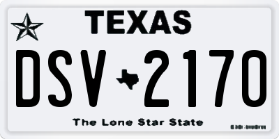 TX license plate DSV2170