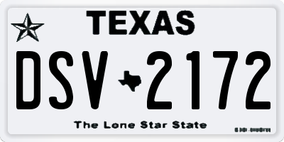 TX license plate DSV2172