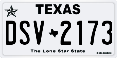 TX license plate DSV2173