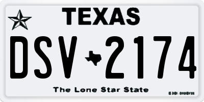 TX license plate DSV2174