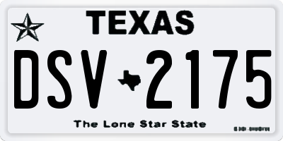 TX license plate DSV2175