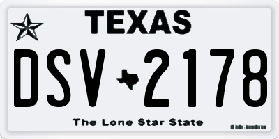 TX license plate DSV2178
