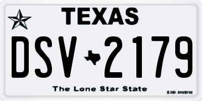 TX license plate DSV2179