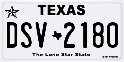TX license plate DSV2180