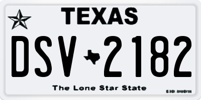 TX license plate DSV2182