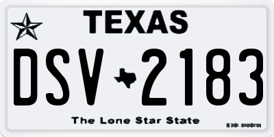 TX license plate DSV2183