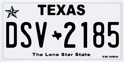 TX license plate DSV2185