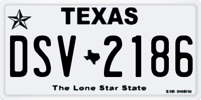 TX license plate DSV2186
