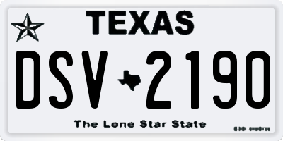 TX license plate DSV2190