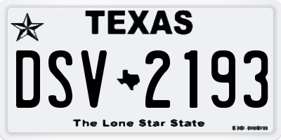 TX license plate DSV2193