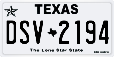 TX license plate DSV2194