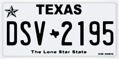 TX license plate DSV2195