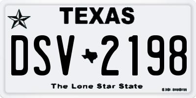 TX license plate DSV2198
