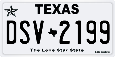 TX license plate DSV2199
