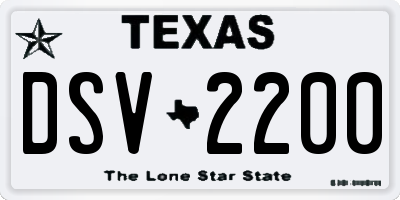 TX license plate DSV2200