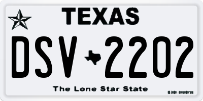 TX license plate DSV2202