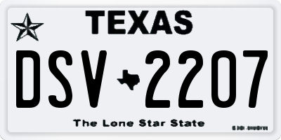 TX license plate DSV2207