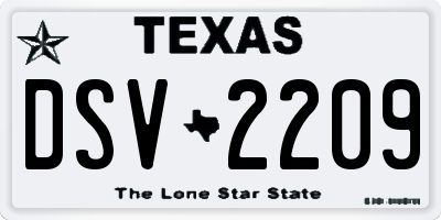 TX license plate DSV2209