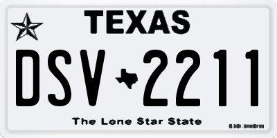 TX license plate DSV2211