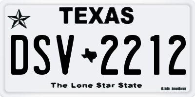 TX license plate DSV2212
