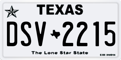 TX license plate DSV2215