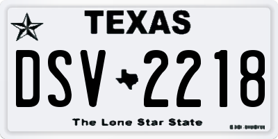 TX license plate DSV2218