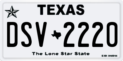 TX license plate DSV2220