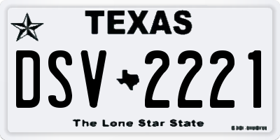 TX license plate DSV2221
