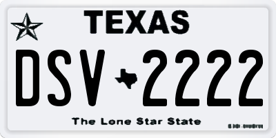 TX license plate DSV2222