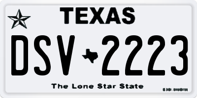 TX license plate DSV2223