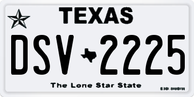 TX license plate DSV2225