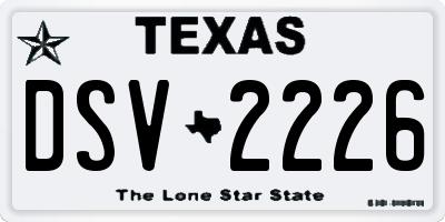 TX license plate DSV2226