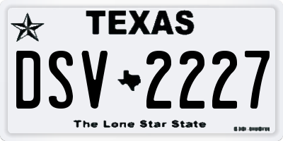 TX license plate DSV2227
