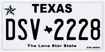 TX license plate DSV2228