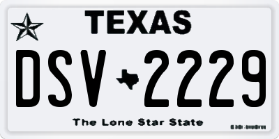 TX license plate DSV2229