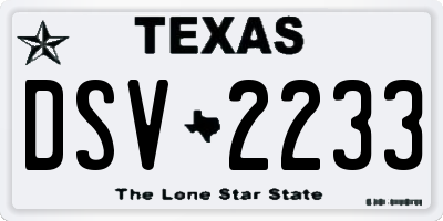 TX license plate DSV2233