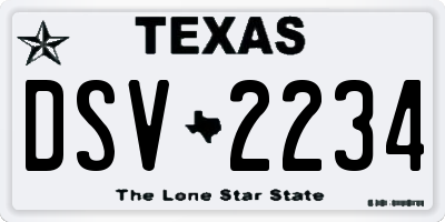 TX license plate DSV2234