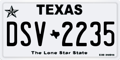 TX license plate DSV2235