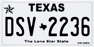 TX license plate DSV2236