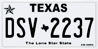 TX license plate DSV2237