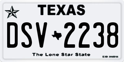 TX license plate DSV2238