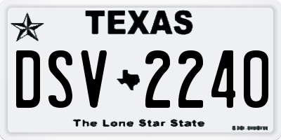 TX license plate DSV2240