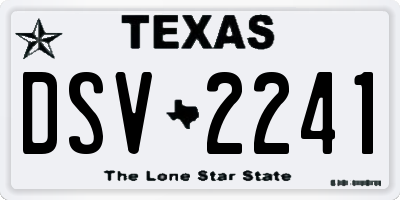 TX license plate DSV2241