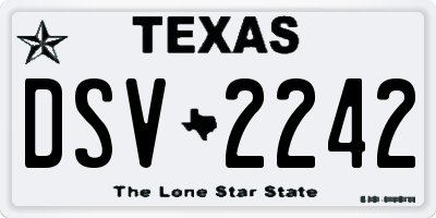 TX license plate DSV2242